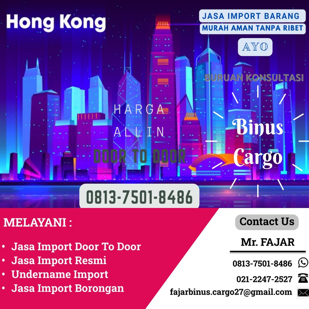 Jasa import door to door dari hongkong | 081375018486