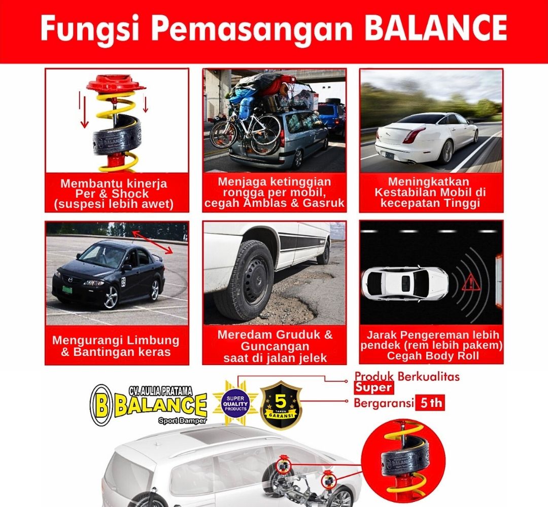 BALANCE Peredam Guncangan Mobil Garansi 5 Tahun