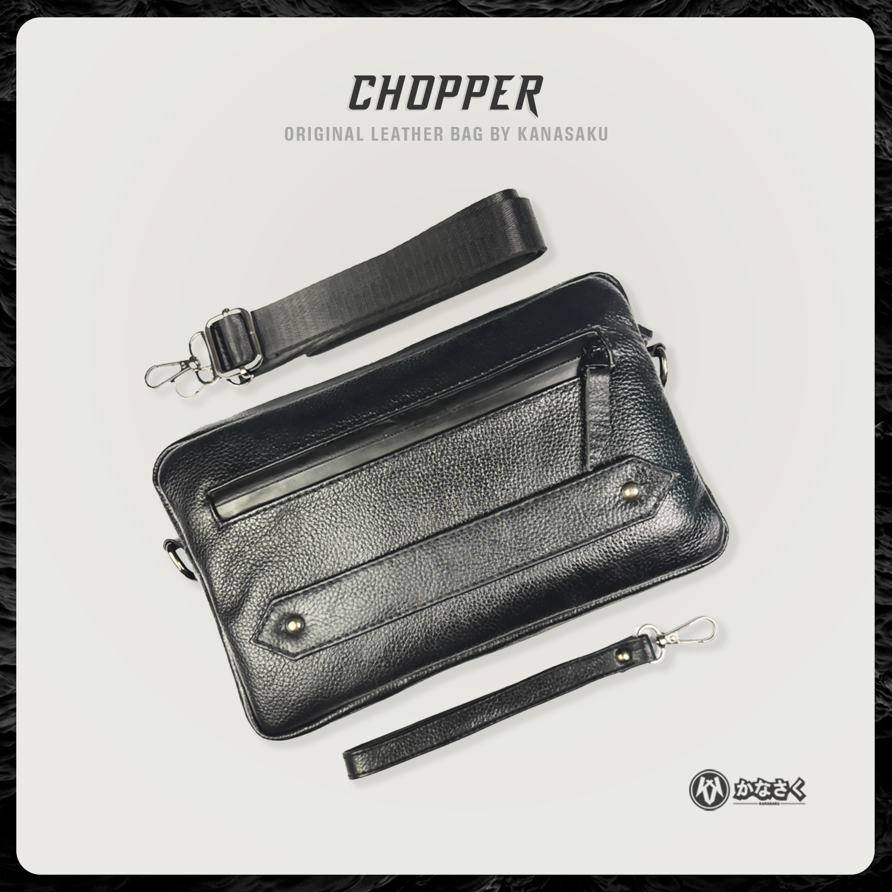 Kanasaku Chopper Clutch Leather Bag Waterproof