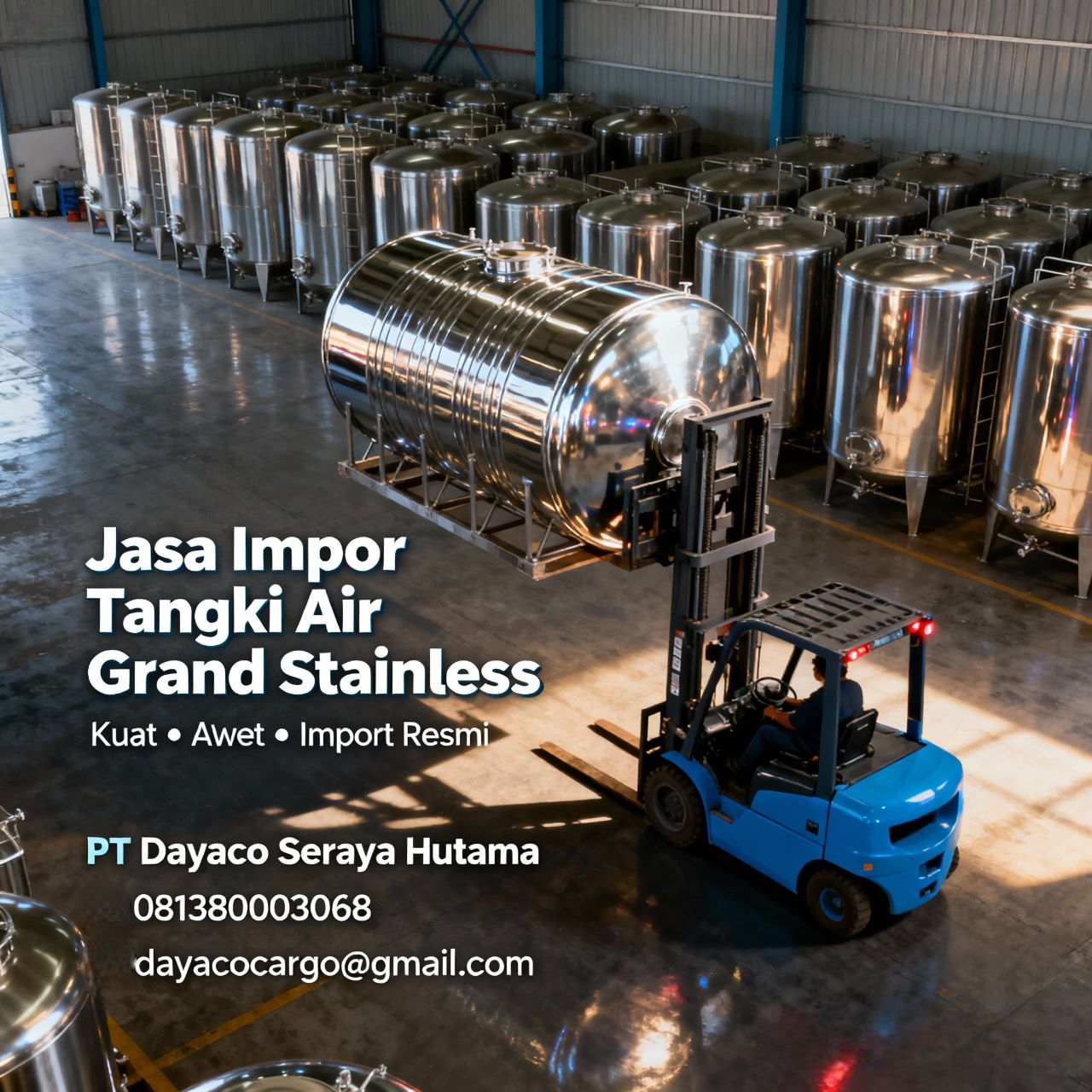 Import Tangki Air Grand Stainless  Resmi 081380003068 PT Dayaco Seraya Hutama
