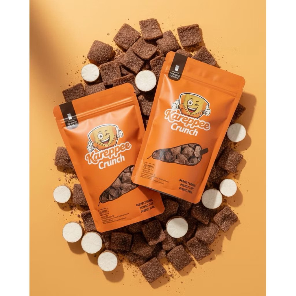 Kerupuk Singkong Cokelat Kareppee Crunch 70gr Keripik Singkong Coklat Bold Kriuk
