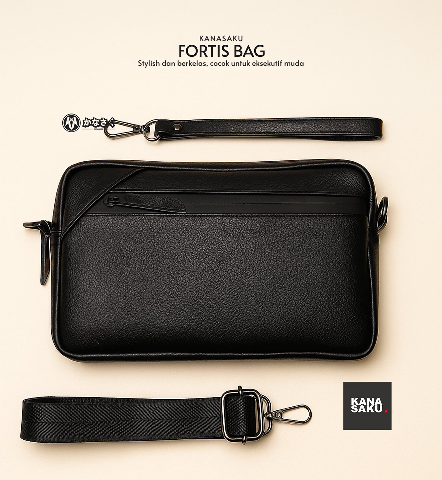kanasaku fortis Tas Kulit Asli Pria