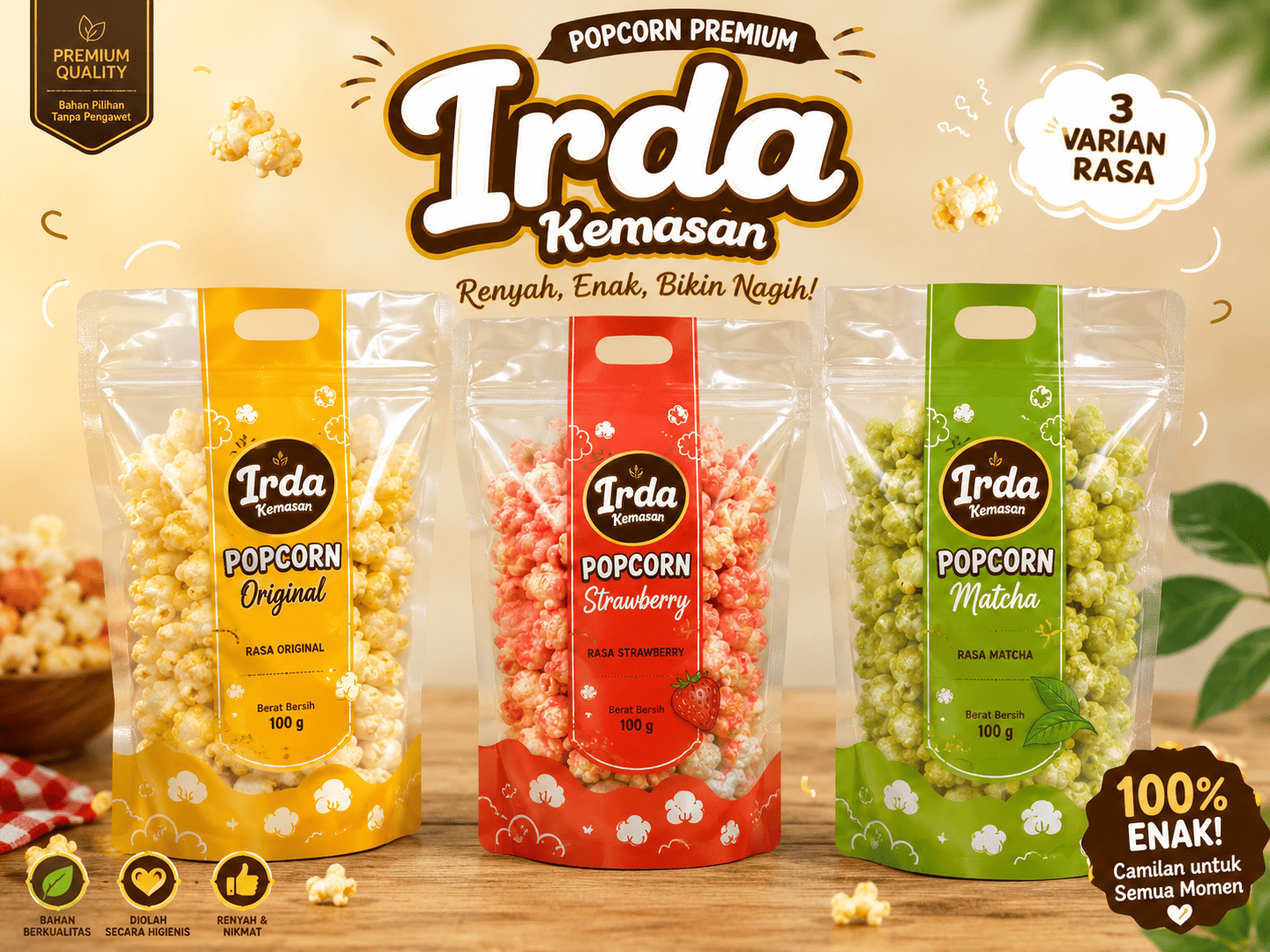 Irda kemasan popcron