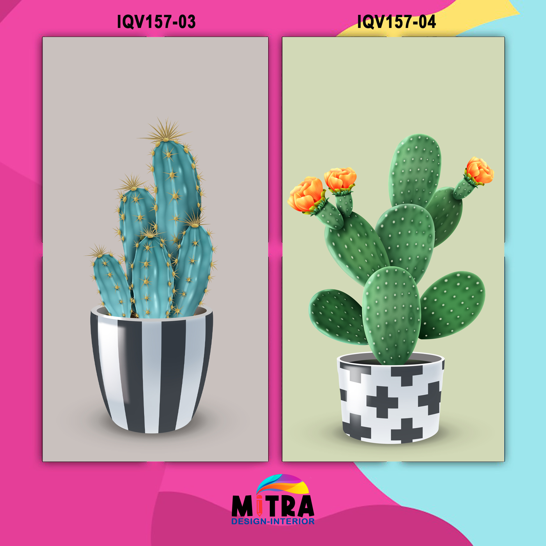 Hiasan Dinding Walldecor Cactus Pajangan Poster Kayu - IQV157