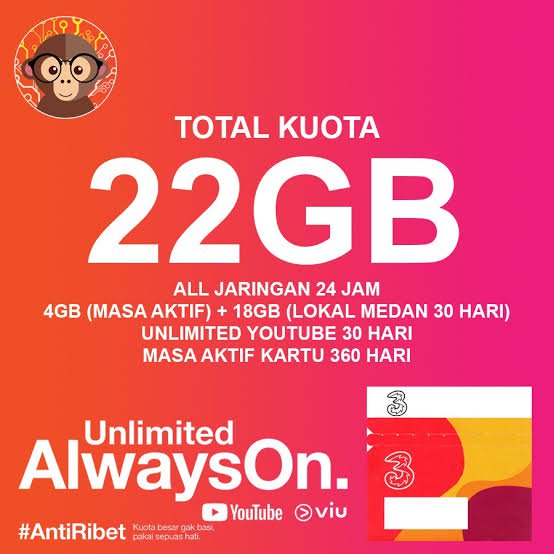 Kartu tri 22gb