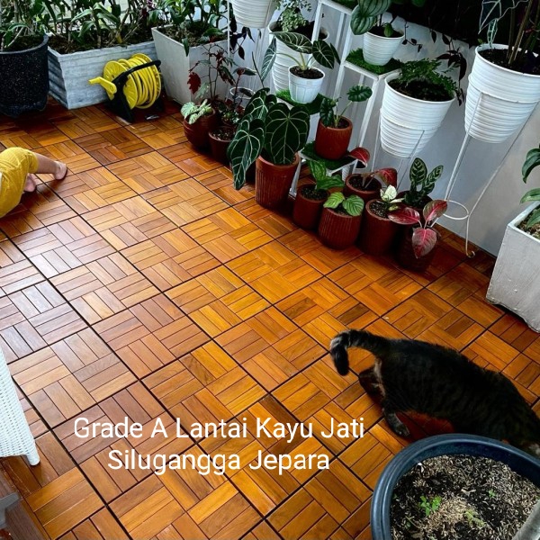 Lantai Flooring Parket Kayu Jati Grade A