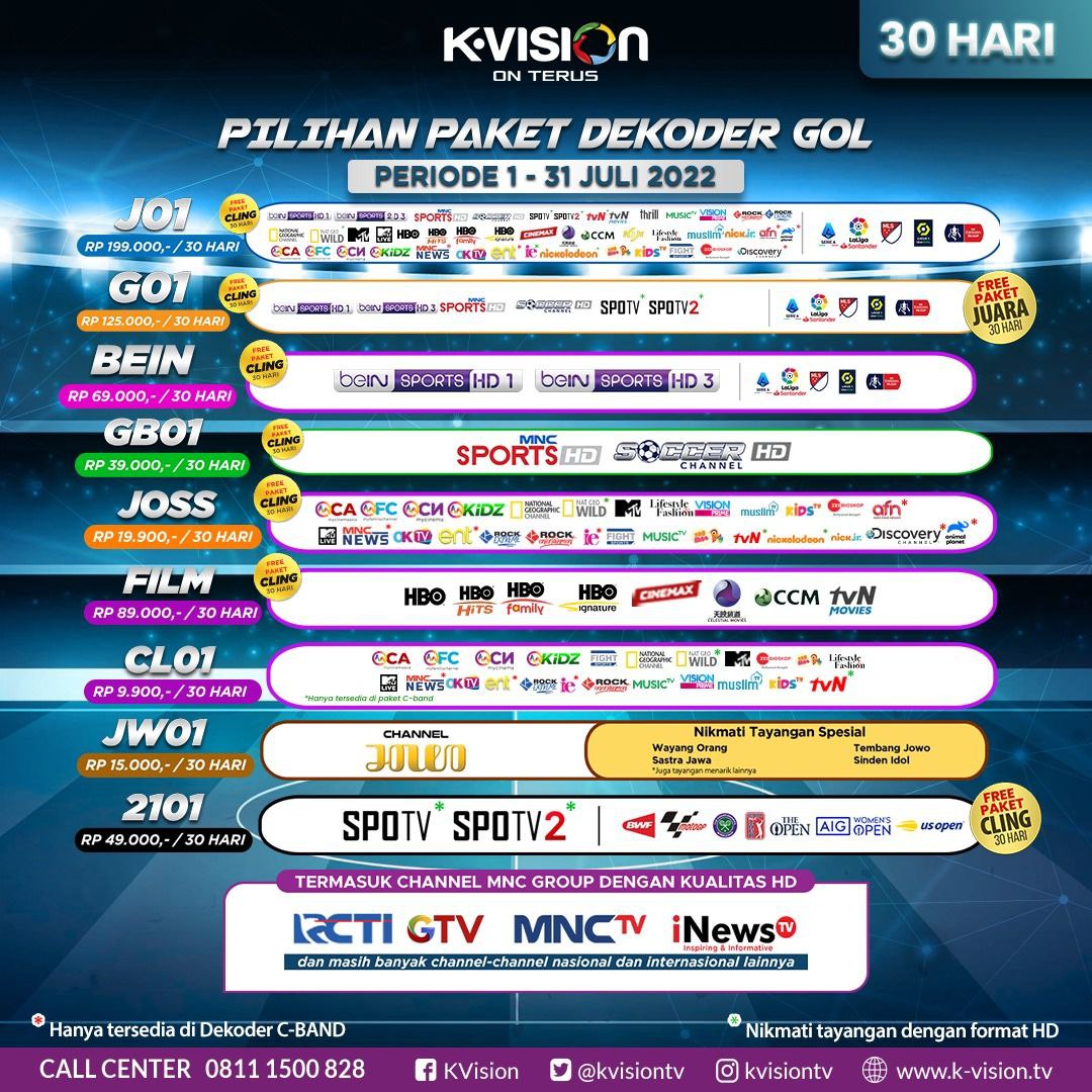 Paket Cling KVision Bromo Gardiner Optus LGsat