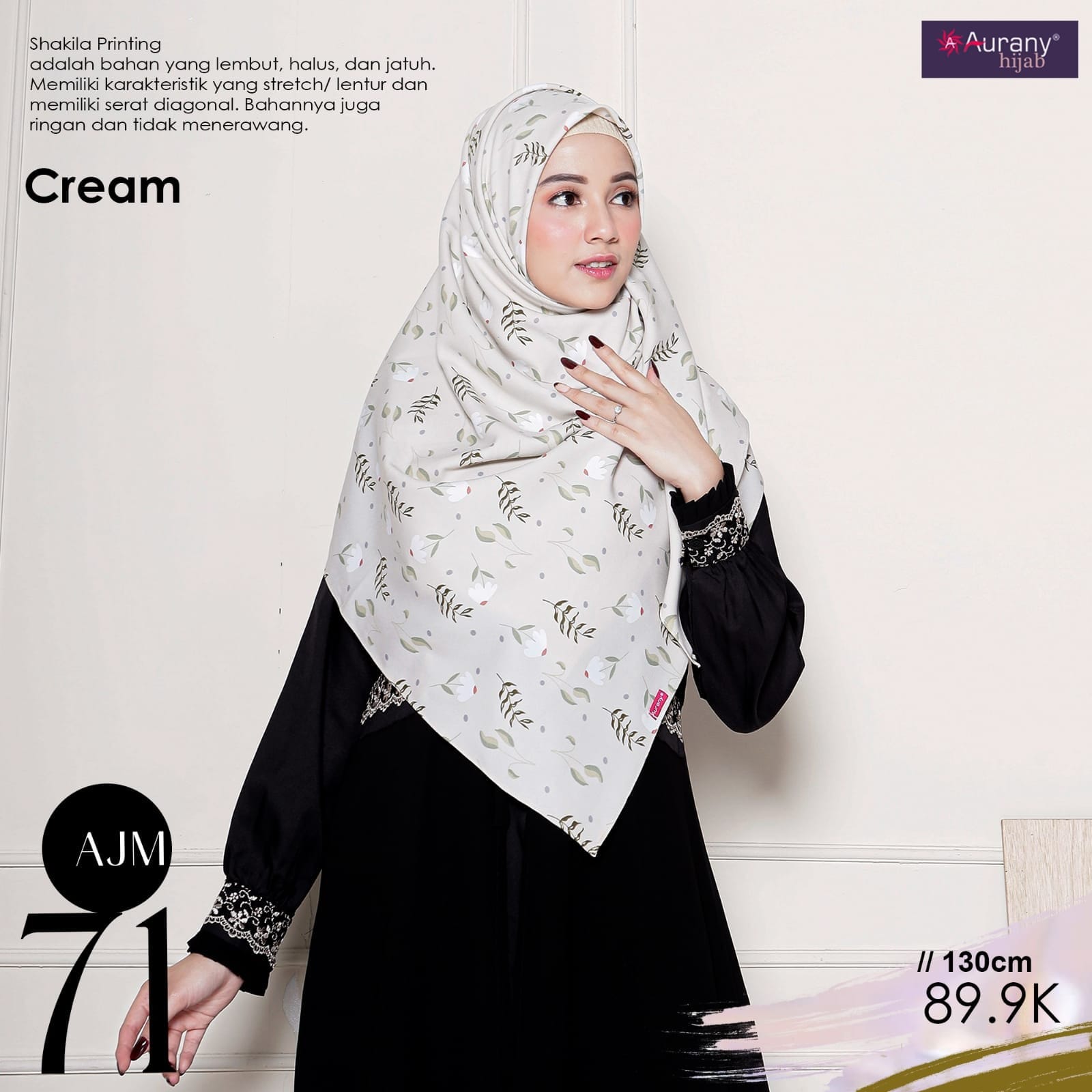 Khimar segi 4 motif 