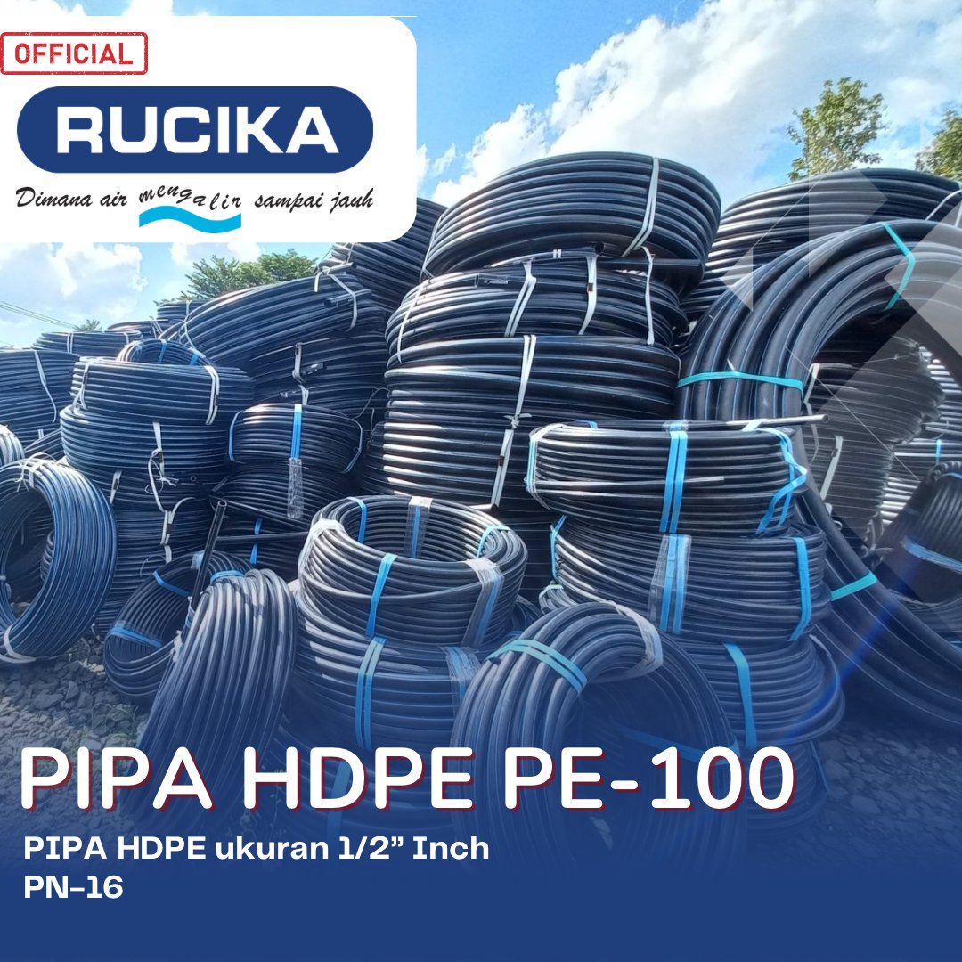 Jual Pipa Hdpe Rucika 1/2 inch 1 Roll 100 meter