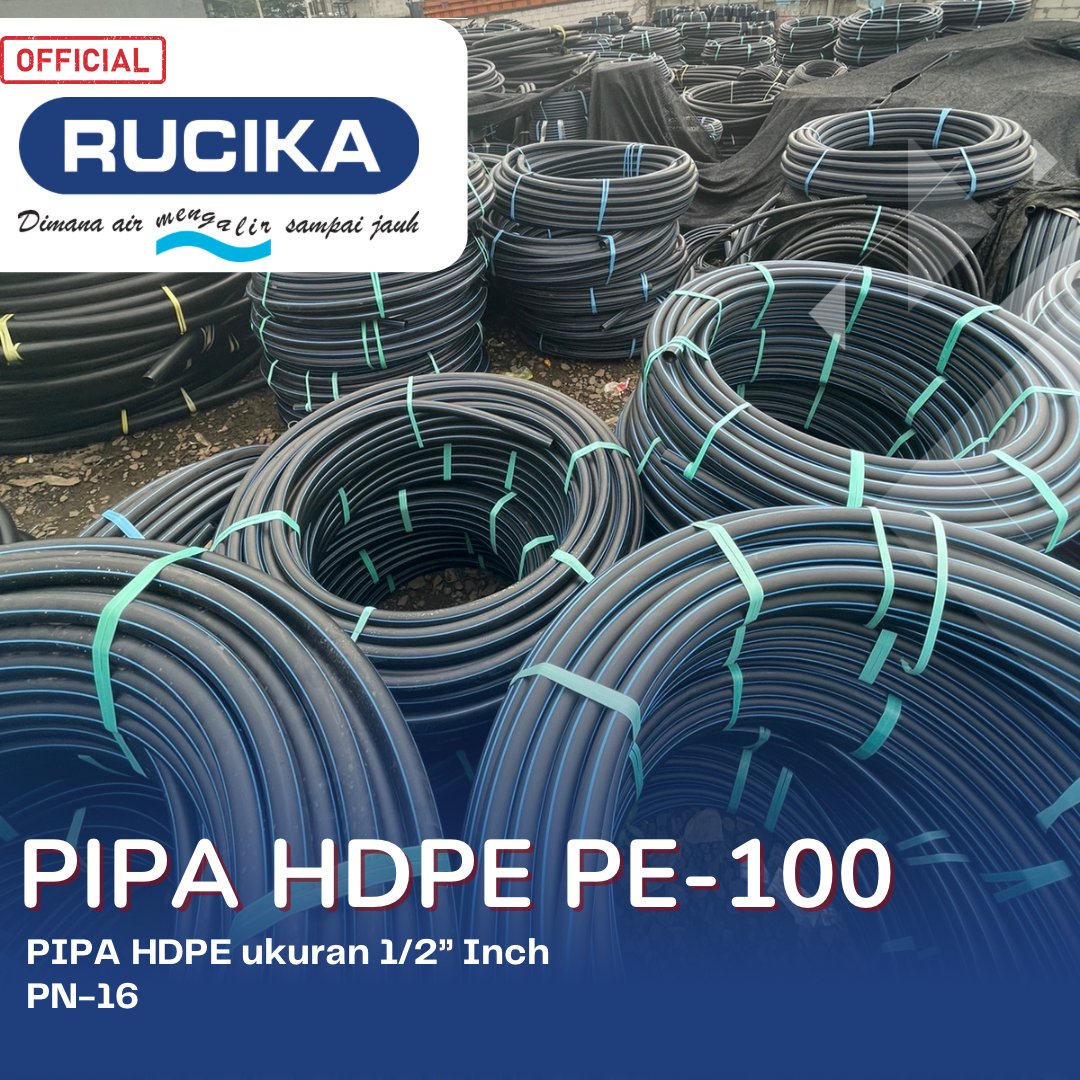 Jual Pipa Hdpe Rucika 1/2 inch 1 Roll 100 meter