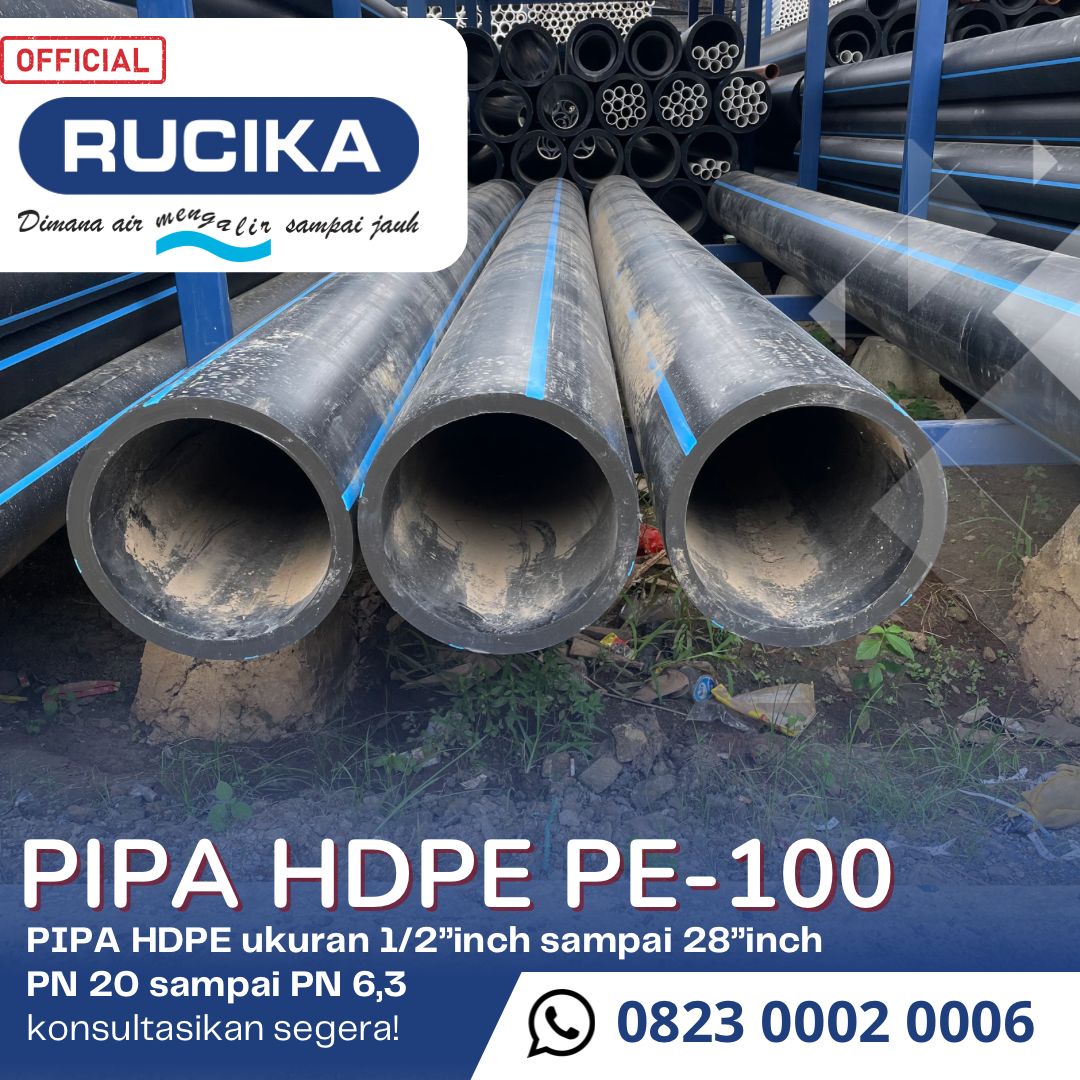 Pipa hdpe 14 inch 355mm Pn 10 merek rucika wavin