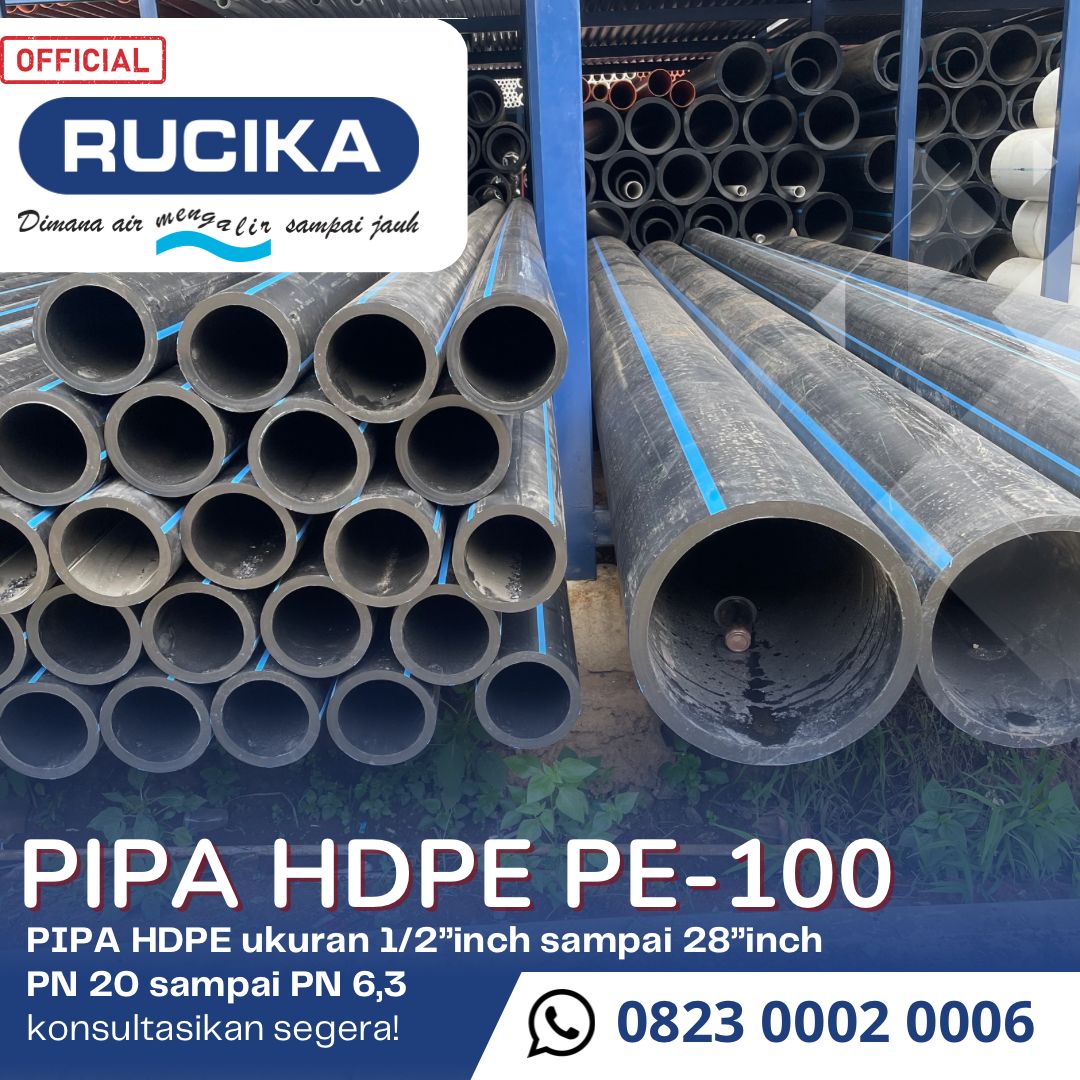 Pipa hdpe 14 inch 355mm Pn 10 merek rucika wavin