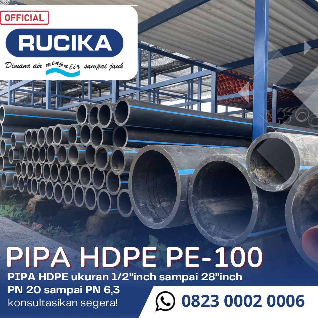 Pipa hdpe 14 inch 355mm Pn 10 merek rucika wavin