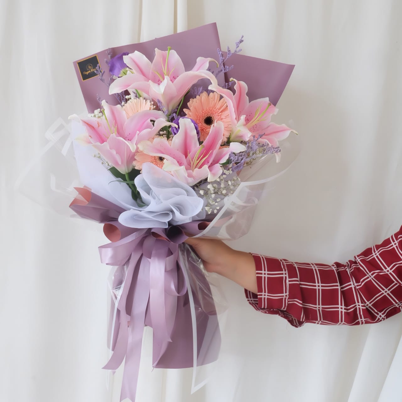 Florist Lampung ( Buket Fresh Flower Lily Pink Mix Gabera)