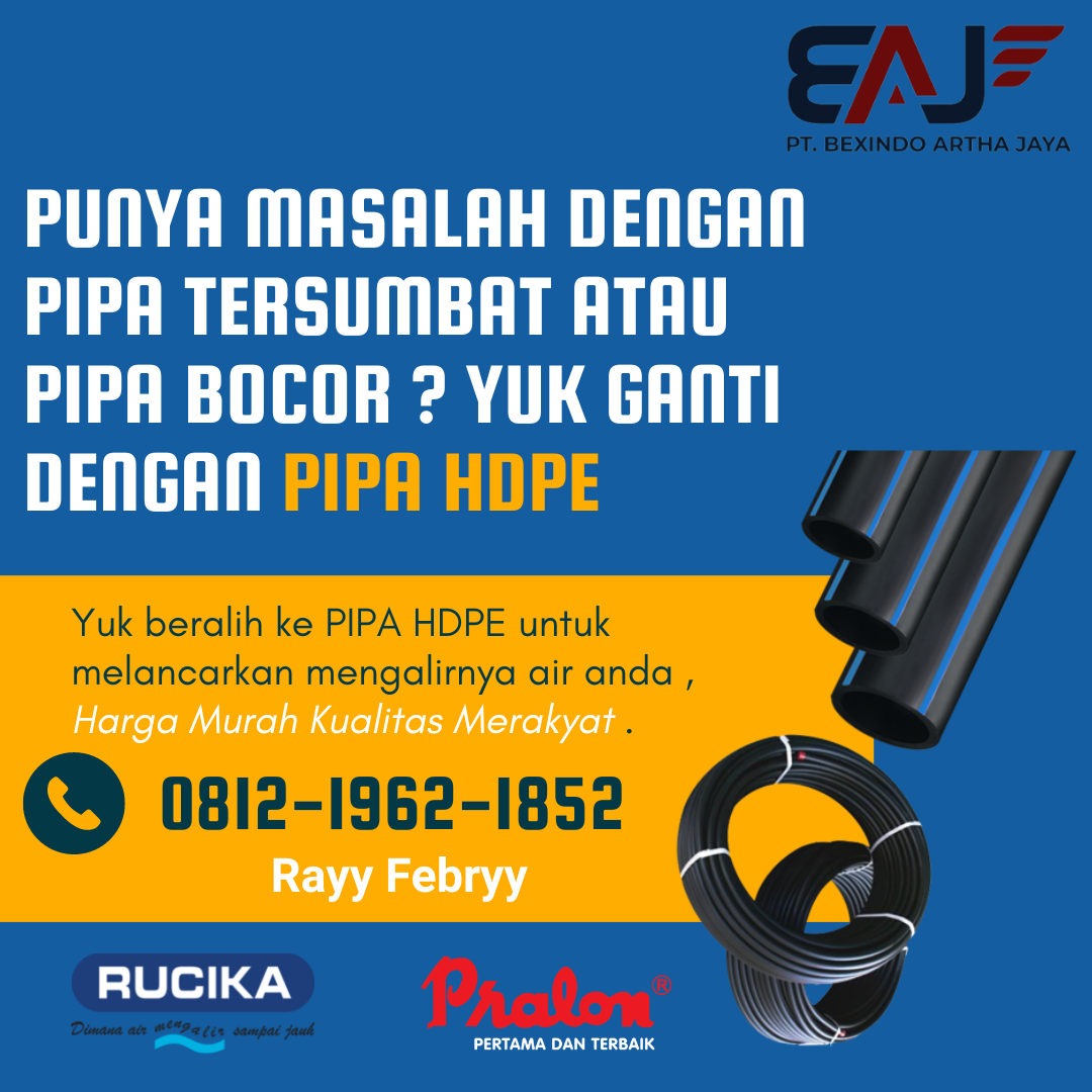 Pipa HDPE Rucika 1 1/4 Inch PN16 | Distributor Resmi Pipa HDPE 2.9mm 100 Meter