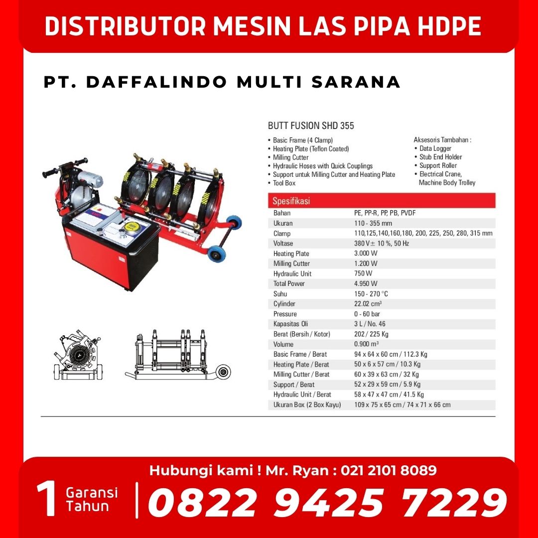 Mesin Las Pipa Hdpe Hydraulic 355mm