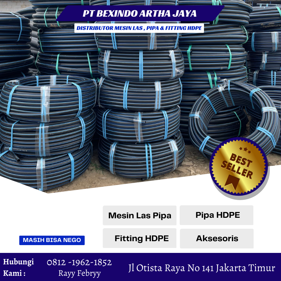 Pipa HDPE 1 1/4 Inch PN16 | Distributor Resmi Pipa HDPE SDR11 Rollan 100 Meter