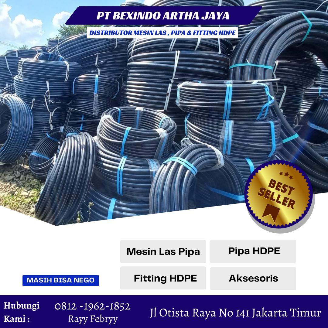 Pipa HDPE 3 Inch PN20 SDR9 10mm | Aneka Pipa Rollan 50 Mtr Murah